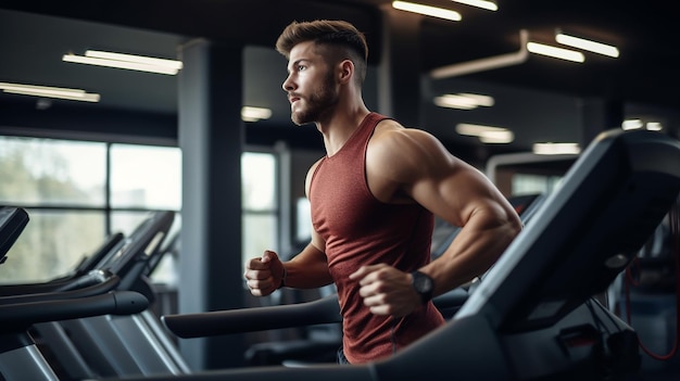 Foto van een jonge man die traint in de sportschool