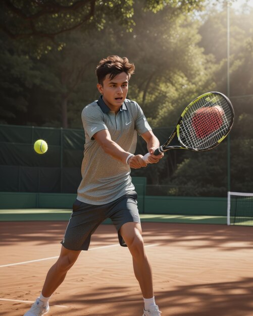 Foto van een jonge tiener die tennis speelt