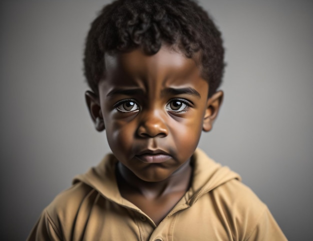 Foto van een kinderjongen op internationaal kindslachtoffer van agressie met generatieve Ai
