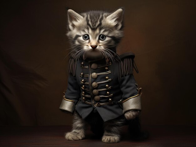 Foto van een kitten in cowboykleding