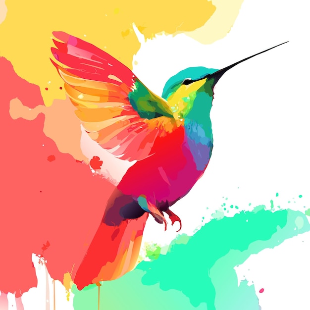 Foto van een kolibrie gerenderd met aquarelkunst