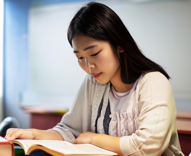 Foto van een Koreaanse student in de klas