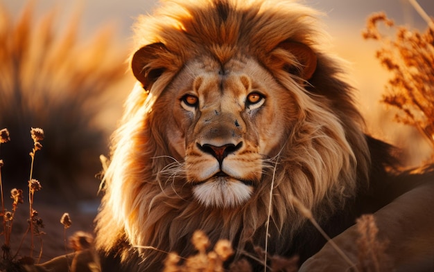 Foto foto van een leeuw in het wild 4k