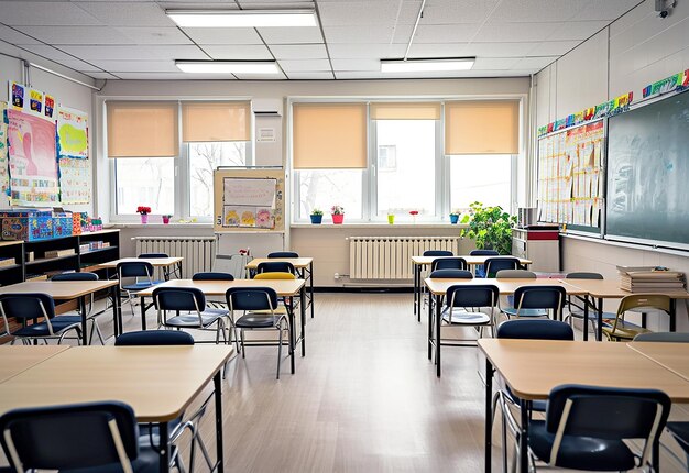 Foto van een lege klas in de vergaderzaal zonder mensen of studenten