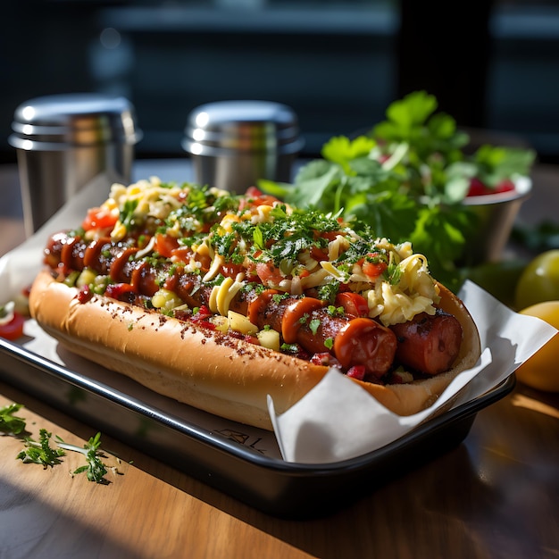 foto van een lekkere american hotdog streetfood bij daglicht foodblog