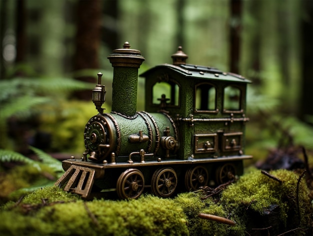 Foto van een locomotieftrein door het bos