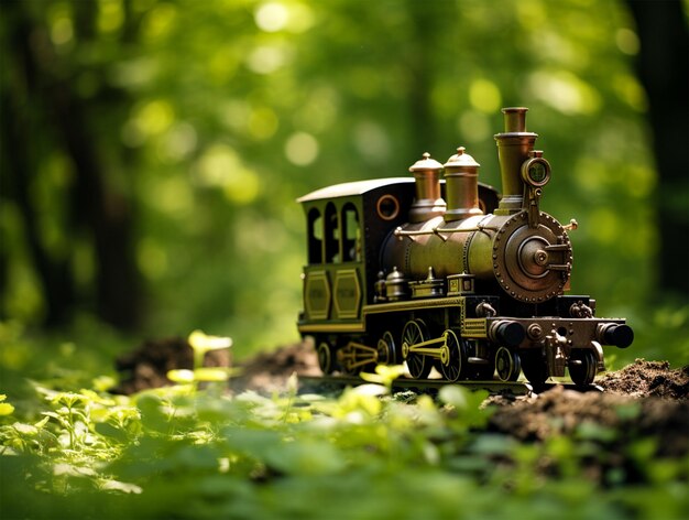 Foto van een locomotieftrein door het bos