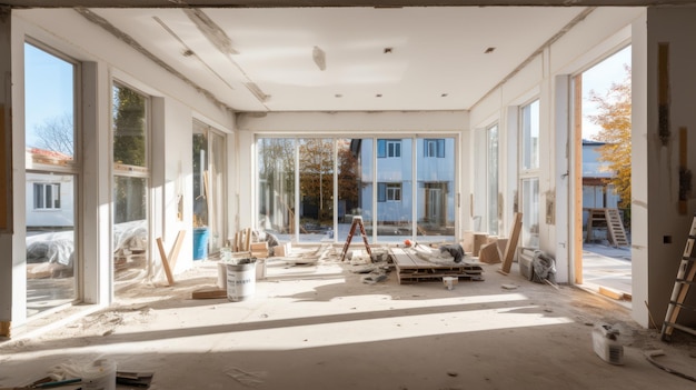 foto van een modern minimalistisch huis onder renovatie en wederopbouw