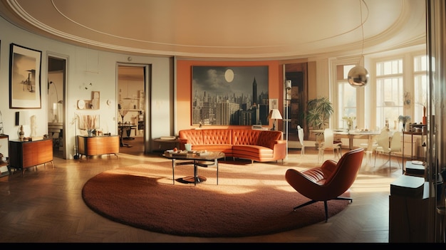 Foto foto van een moderne woonkamer met bank en fauteuil