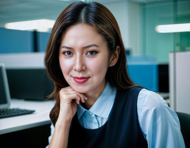 foto van een mooie Aziatische vrouw in het kantoor vergaderzaal generatieve AI