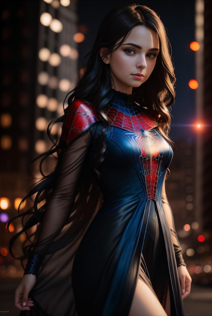 Foto van een mooie vrouw met superheldenkostuum