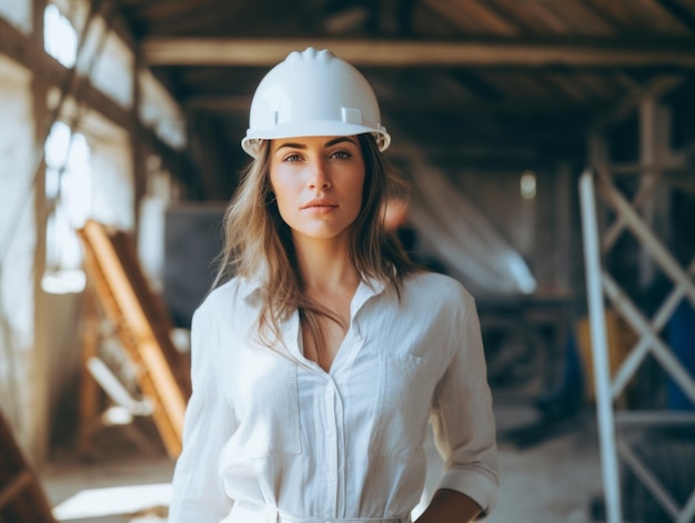 foto van een natuurlijke vrouw die werkt als bouwvakker