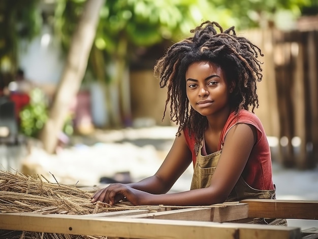 foto van een natuurlijke vrouw die werkt als bouwvakker