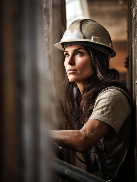 foto van een natuurlijke vrouw die werkt als bouwvakker