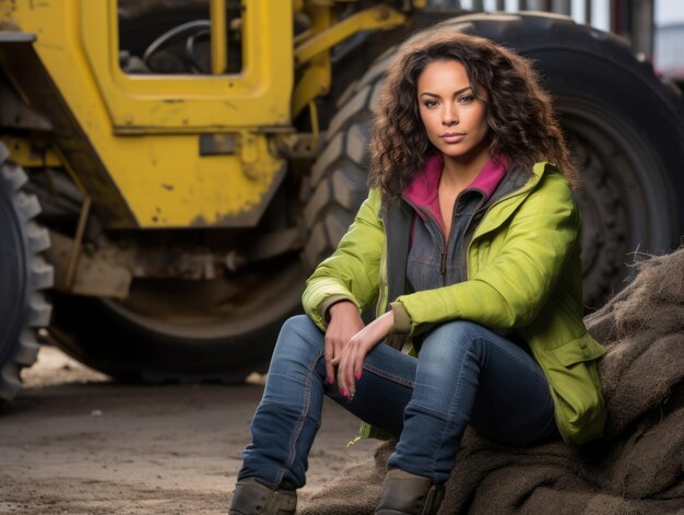 foto van een natuurlijke vrouw die werkt als bouwvakker