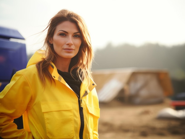 foto van een natuurlijke vrouw die werkt als bouwvakker