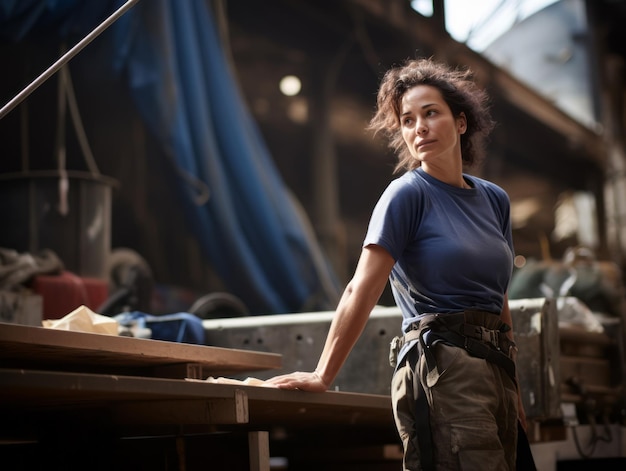 foto van een natuurlijke vrouw die werkt als bouwvakker