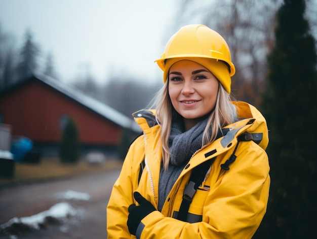 foto van een natuurlijke vrouw die werkt als bouwvakker