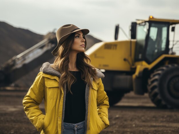 foto van een natuurlijke vrouw die werkt als bouwvakker