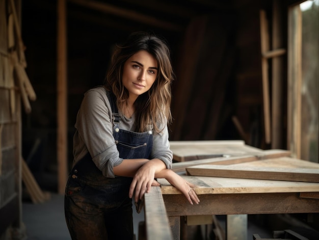 foto van een natuurlijke vrouw die werkt als bouwvakker