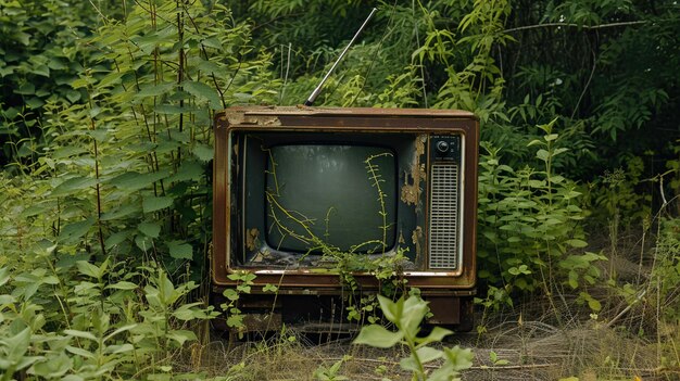 Foto van een oude vintage TV op een kleurrijke achtergrond in de stijl van retro-inspiratie