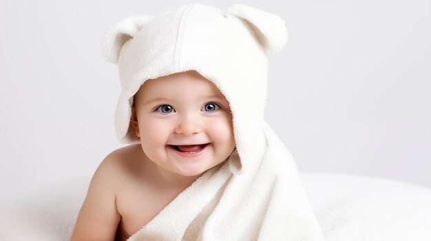 Foto foto van een pasgeboren baby in een handdoek
