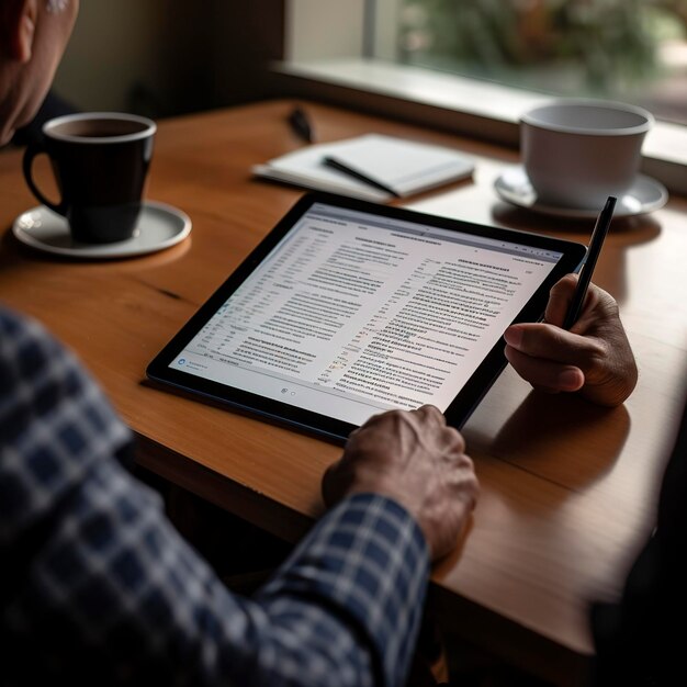 foto van een persoon die belastingverlagingen op een tablet bekijkt