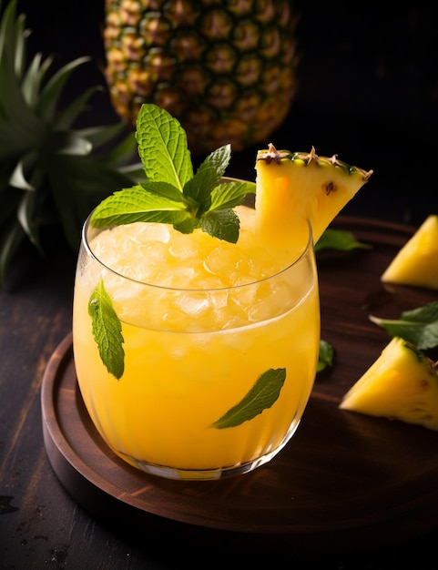 Foto van een Pineapple Punch drankje elegant op een tafel