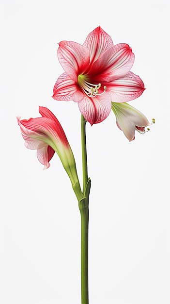 Foto van een prachtige Amaryllis bloem geïsoleerd op een witte achtergrond