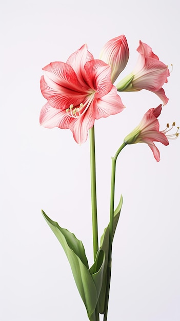 Foto van een prachtige Amaryllis bloem geïsoleerd op een witte achtergrond