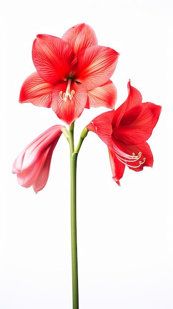 Foto van een prachtige Amaryllis bloem geïsoleerd op een witte achtergrond