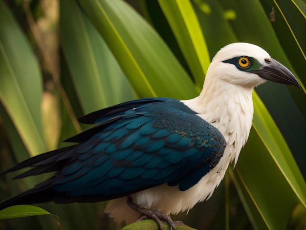 Foto van een prachtige witsnavelvlieger die in een jungle zit