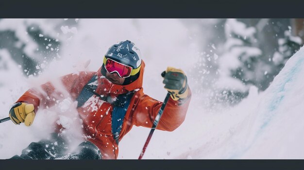 Foto foto van een professionele skiër