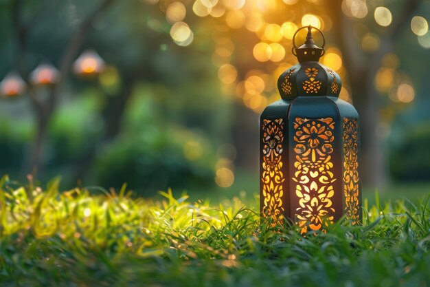 Foto foto van een ramadan lantaarn in gaeden