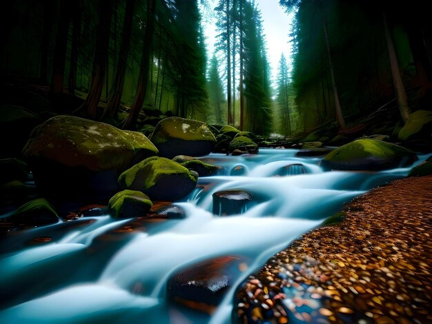 foto van een rivier met lange belichting