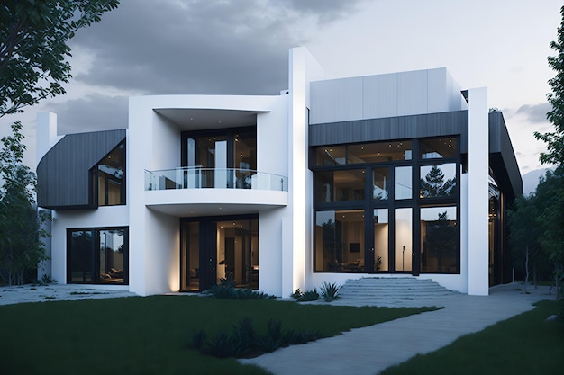 Foto van een ruim wit huis met een overvloed aan ramen en natuurlijk licht