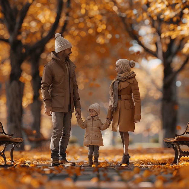 Foto van een schattig en stijlvol gezin in een herfstpark