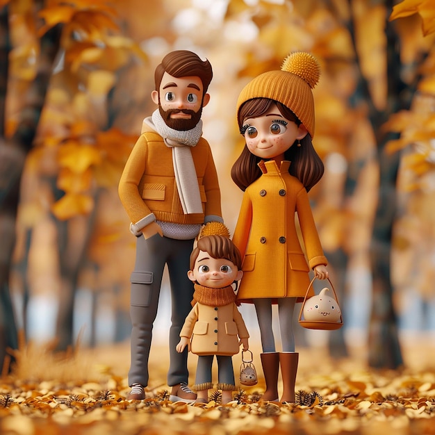 Foto van een schattig en stijlvol gezin in een herfstpark