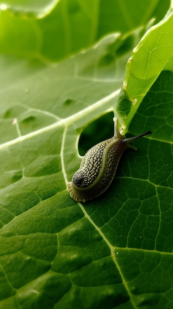 Foto van een slak op een blad