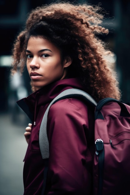 Foto van een sportieve vrouw met haar sporttas.