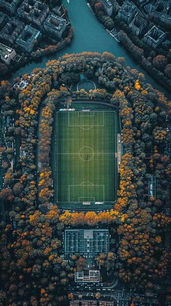 Foto van een voetbalstadion's nachts Het stadion is in 3D gemaakt zonder gebruik te maken van bestaande referenties