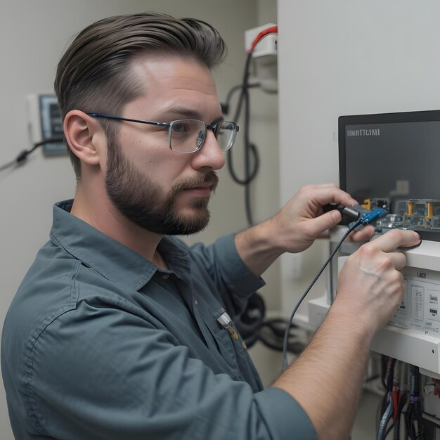 Foto van een werkende elektrotechnicus