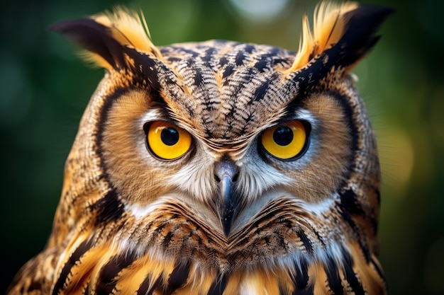 Foto van een wijs uitziende uil met boeiende ogen