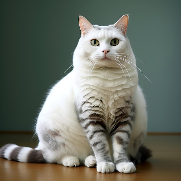 foto van een witte luie dikke kat