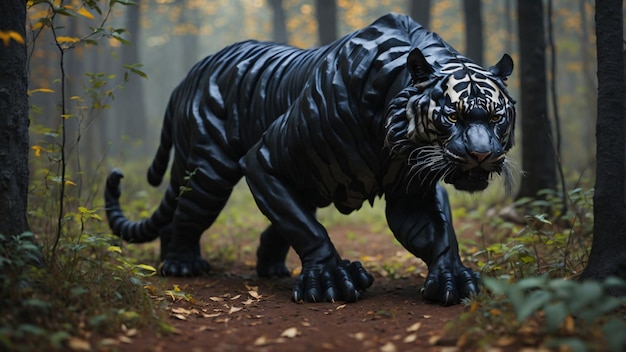 Foto van een zwarte tijger in het bos