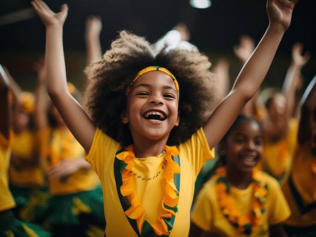 foto van emotionele dynamische pose Braziliaans kind op school