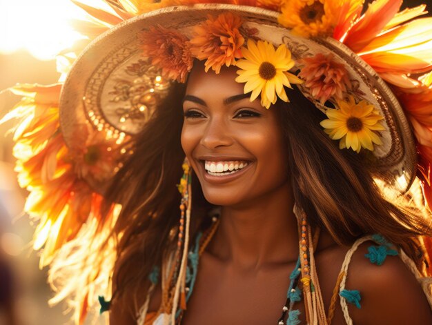 foto van emotionele dynamische pose Braziliaanse vrouw in de herfst