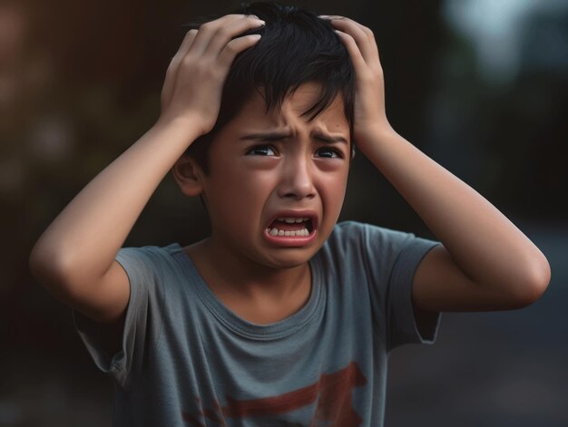 foto van emotionele dynamische pose Mexicaans kind op school