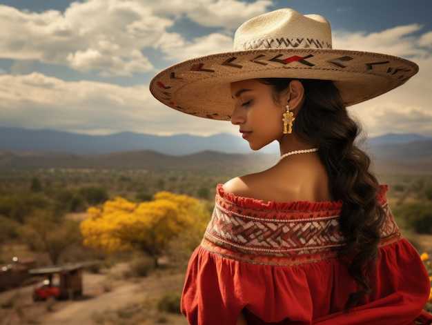 foto van emotionele dynamische pose Mexicaanse vrouw in de herfst