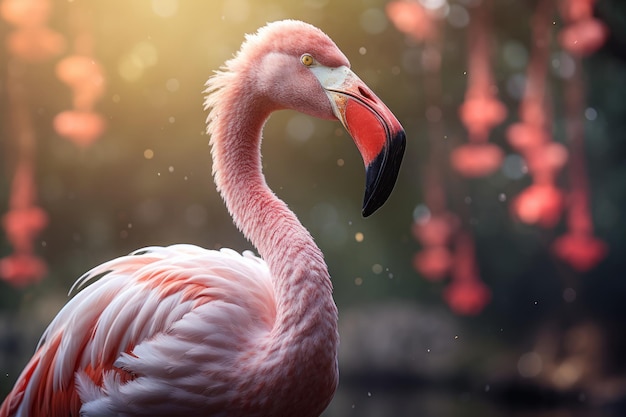 Foto van flamingo natuurlijk licht 50 mm lens generatieve ai